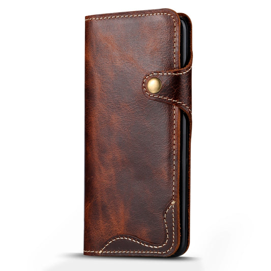 For Galaxy S8 Plus Denior Oil Wax Cowhide Magnetic Button Horizontal Flip Leather Case with Card Slots & Wallet(Brown) - Galaxy Phone Cases by Denior | Online Shopping UK | buy2fix