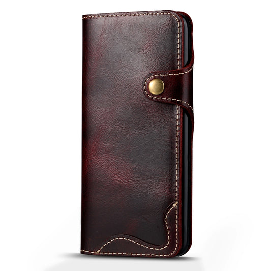 For Galaxy S8 Plus Denior Oil Wax Cowhide Magnetic Button Horizontal Flip Leather Case with Card Slots & Wallet(Dark Red) - Galaxy Phone Cases by Denior | Online Shopping UK | buy2fix