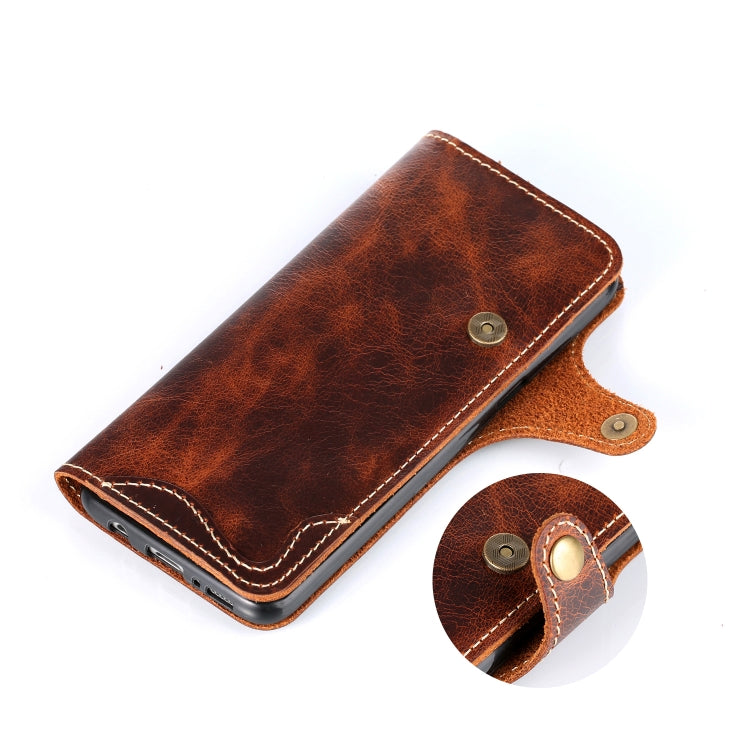 For Galaxy S8 Plus Denior Oil Wax Cowhide Magnetic Button Horizontal Flip Leather Case with Card Slots & Wallet(Dark Red) - Galaxy Phone Cases by Denior | Online Shopping UK | buy2fix