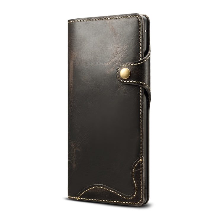 For Galaxy Note9 Denior Oil Wax Cowhide Magnetic Button Horizontal Flip Leather Case with Card Slots & Wallet(Black) - Galaxy Phone Cases by Denior | Online Shopping UK | buy2fix