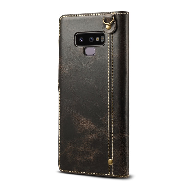 For Galaxy Note9 Denior Oil Wax Cowhide Magnetic Button Horizontal Flip Leather Case with Card Slots & Wallet(Black) - Galaxy Phone Cases by Denior | Online Shopping UK | buy2fix