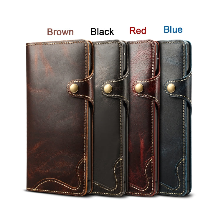 For Galaxy Note9 Denior Oil Wax Cowhide Magnetic Button Horizontal Flip Leather Case with Card Slots & Wallet(Dark Red) - Galaxy Phone Cases by Denior | Online Shopping UK | buy2fix