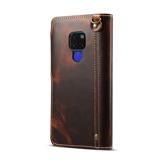 For Huawei Mate 20 Denior Oil Wax Cowhide Magnetic Button Horizontal Flip Leather Case with Card Slots & Wallet(Brown) - Huawei Cases by Denior | Online Shopping UK | buy2fix