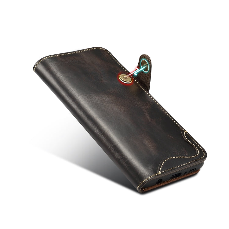 For Galaxy S10e Denior Oil Wax Cowhide Magnetic Button Horizontal Flip Leather Case with Card Slots & Wallet(Black) - Galaxy Phone Cases by Denior | Online Shopping UK | buy2fix
