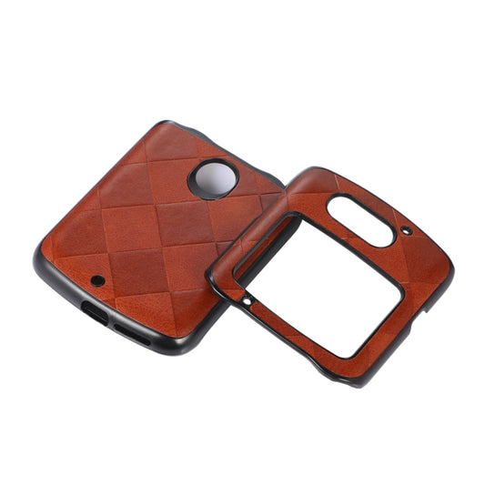 For Motorola Moto Razr 5G Weave Plaid PU Phone Case(Brown) by buy2fix