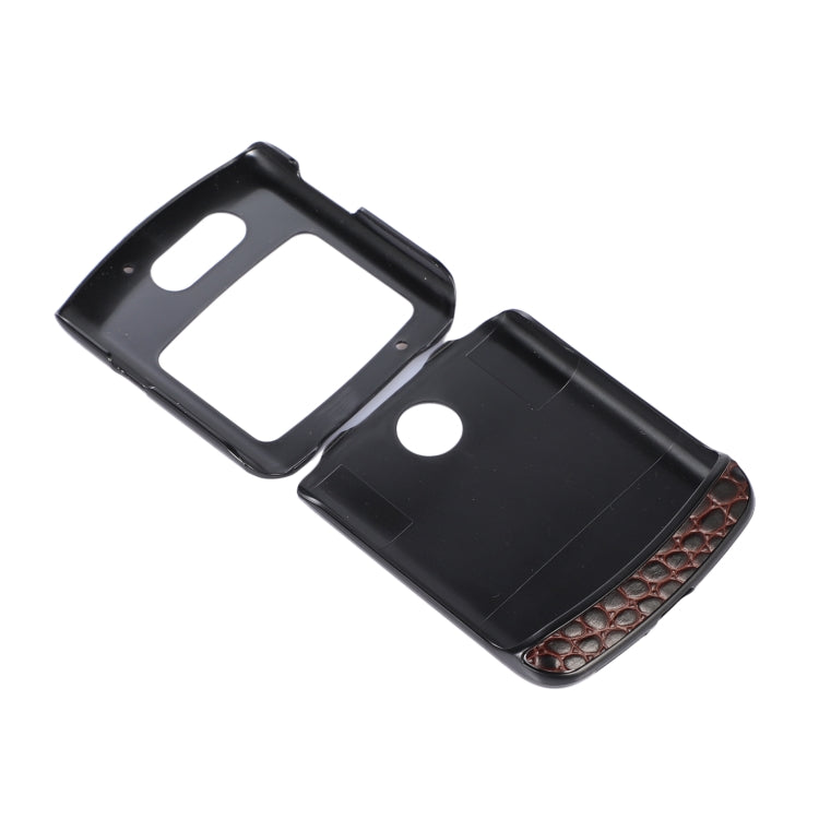 For Motorola Moto Razr 5G Crocodile Top Layer Cowhide Leather Phone Case(Coffee) by buy2fix