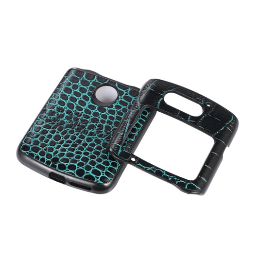 For Motorola Moto Razr 5G Crocodile Top Layer Cowhide Leather Phone Case(Cyan Blue) by buy2fix