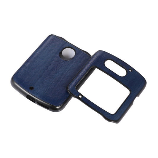 For Motorola Moto Razr 5G Yellow Cow Texture PU Phone Case(Blue) by buy2fix