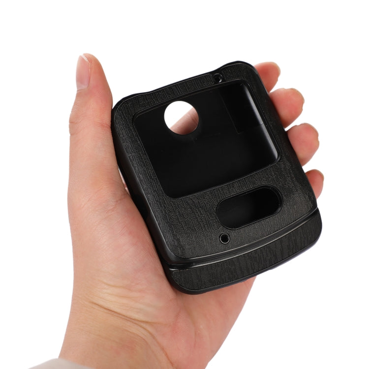 For Motorola Moto Razr 5G Wood Texture PU Phone Case(Black) by buy2fix