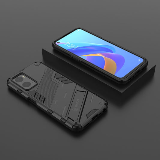 For OPPO A36 4G (China) / Realme 9i Punk Armor PC + TPU Phone Case with Holder(Black) by buy2fix