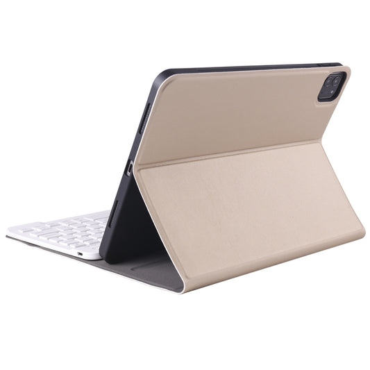 A11B Lambskin Texture Ultra-thin Bluetooth Keyboard Leather Case with Pen Holder For iPad Air 5 2022 / Air 4 2020 10.9 & Pro 11 inch 2021 / 2020 / 2018(Gold) by buy2fix