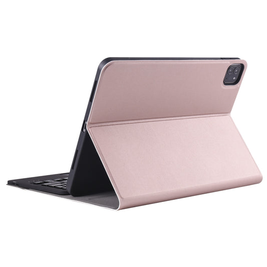 A11B-A Lambskin Texture Ultra-thin Bluetooth Keyboard Leather Case with Pen Holder & Touchpad For iPad Air 5 2022 / Air 4 2020 10.9 & Pro 11 inch 2021 / 2020 / 2018(Rose Gold) by buy2fix