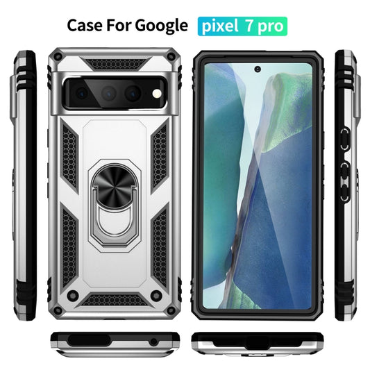 For Google Pixel 7 Pro Shockproof TPU + PC Protective Case with 360 Degree Rotating Holder(Silver) by buy2fix