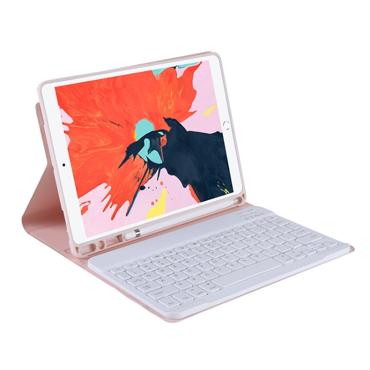 T098B Candy Color Skin Feel Texture Bluetooth Keyboard Leather Case with Pen Holder For iPad Air 11 2024 / 2025 / Air 4 10.9 2020 / Air 5 10.9 2022 (Pink) - For iPad Air by buy2fix | Online Shopping UK | buy2fix