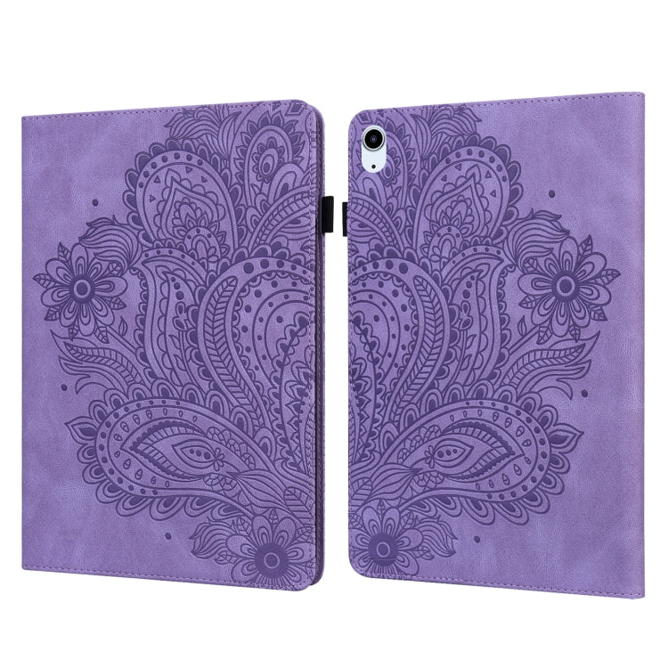 Peacock Embossed Pattern TPU + PU Leather Smart Tablet Case with Sleep / Wake-up For iPad Air 2022 / Air 2020 10.9(Purple) - iPad Air (2022) / (2020) 10.9 Cases by buy2fix | Online Shopping UK | buy2fix