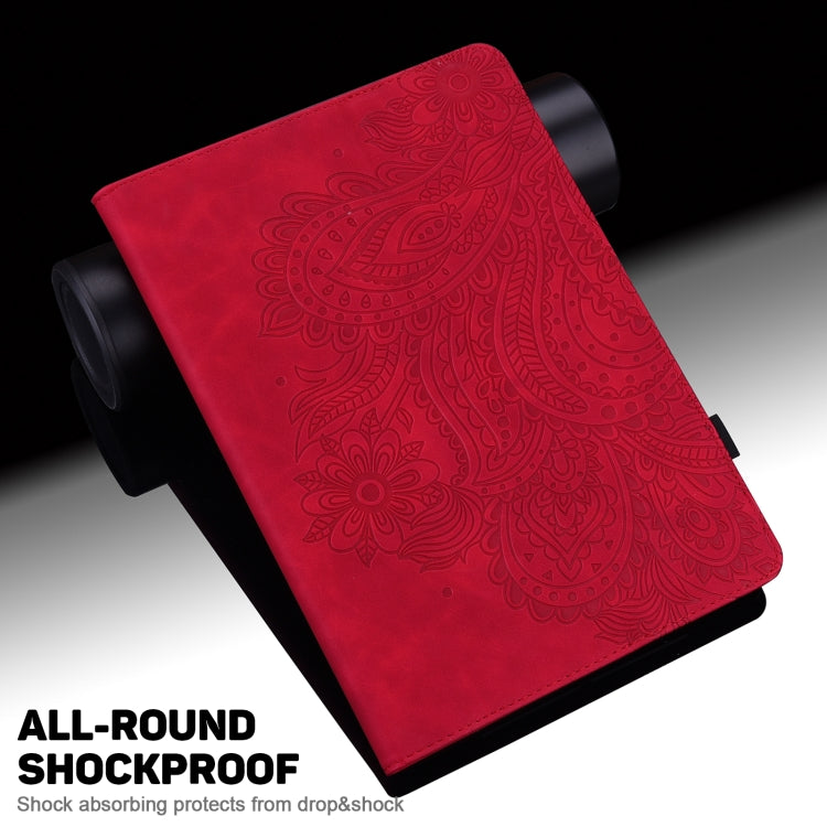 Peacock Embossed Pattern TPU + PU Leather Smart Tablet Case with Sleep / Wake-up For iPad Air 2022 / Air 2020 10.9(Red) - iPad Air (2022) / (2020) 10.9 Cases by buy2fix | Online Shopping UK | buy2fix