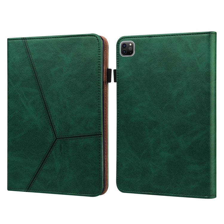 For iPad Pro 12.9 2022 / 2021 / 2020 / 2018 Solid Color Embossed Striped Leather Case(Green) - iPad Pro 12.9 (2022/2021) Cases by buy2fix | Online Shopping UK | buy2fix