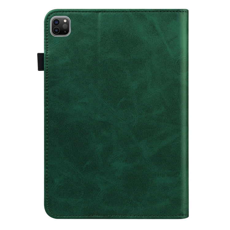For iPad Pro 12.9 2022 / 2021 / 2020 / 2018 Solid Color Embossed Striped Leather Case(Green) - iPad Pro 12.9 (2022/2021) Cases by buy2fix | Online Shopping UK | buy2fix