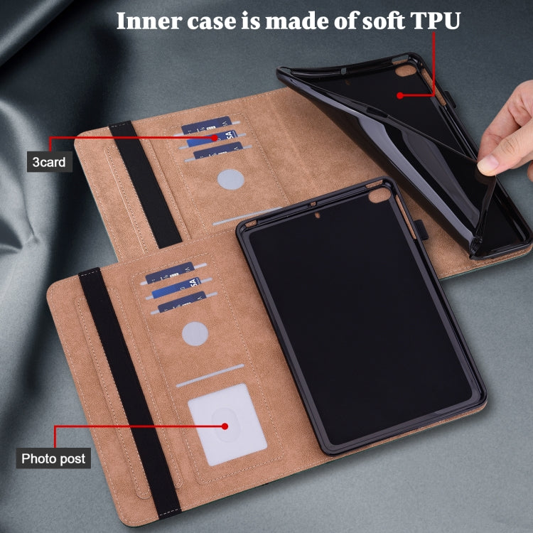 For iPad Pro 12.9 2022 / 2021 / 2020 / 2018 Solid Color Embossed Striped Leather Case(Green) - iPad Pro 12.9 (2022/2021) Cases by buy2fix | Online Shopping UK | buy2fix