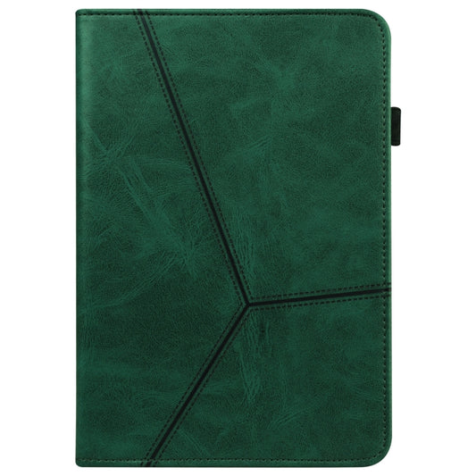 For Samsung Galaxy Tab S7 T870/T875/T876B Solid Color Embossed Striped Leather Tablet Case(Green) by buy2fix