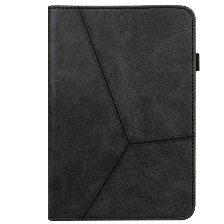 For Samsung Galaxy Tab S7+ T970 / S7 FE T730 Solid Color Embossed Striped Leather Tablet Case(Black) - Tab S7+ T970 / T976B by buy2fix | Online Shopping UK | buy2fix