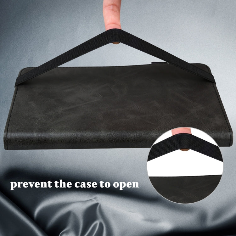 For Samsung Galaxy Tab S7+ T970 / S7 FE T730 Solid Color Embossed Striped Leather Tablet Case(Black) - Tab S7+ T970 / T976B by buy2fix | Online Shopping UK | buy2fix