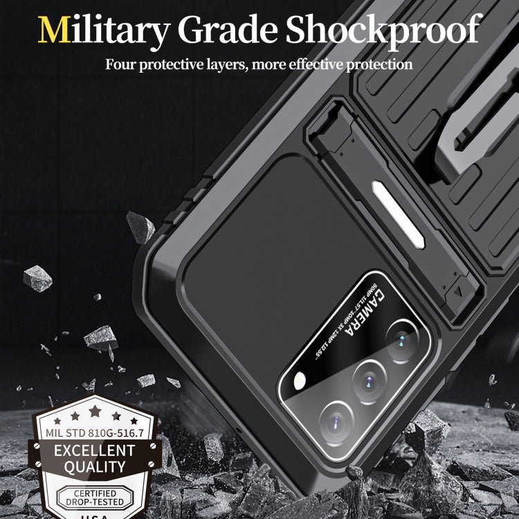 For Samsung Galaxy S22 5G Triple-proof Armor Life Waterproof Phone Case with Holder(Black) - Galaxy S22 5G Cases by buy2fix | Online Shopping UK | buy2fix