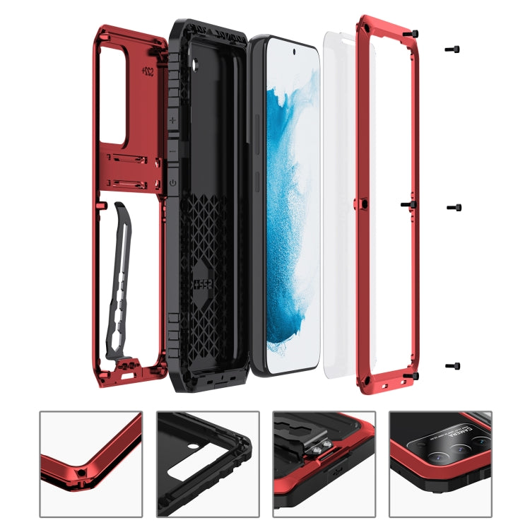 For Samsung Galaxy S22 5G Triple-proof Armor Life Waterproof Phone Case with Holder(Red) - Galaxy S22 5G Cases by buy2fix | Online Shopping UK | buy2fix