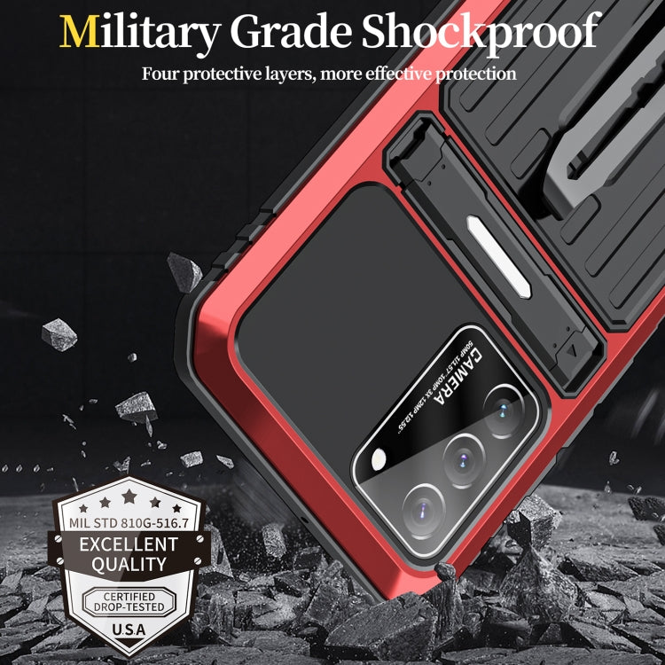 For Samsung Galaxy S22 5G Triple-proof Armor Life Waterproof Phone Case with Holder(Red) - Galaxy S22 5G Cases by buy2fix | Online Shopping UK | buy2fix