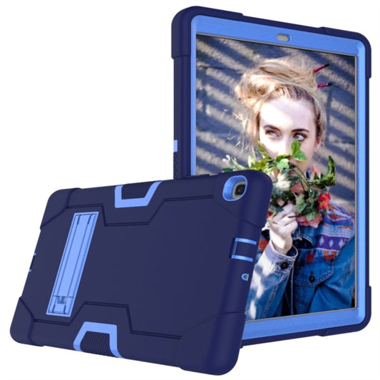 For Galaxy Tab A 10.1 (2019) T510 Contrast Color Silicone + PC Combination Case with Holder(Navy Blue + Blue) - Tab A 10.1 (2019) T510 / T515 by buy2fix | Online Shopping UK | buy2fix