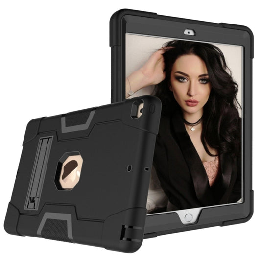 For iPad 10.2 Contrast Color Silicone + PC Combination Case with Holder(Black) - iPad 10.2 Cases by buy2fix | Online Shopping UK | buy2fix