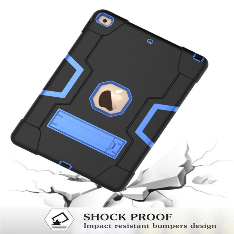 For iPad 10.2 Contrast Color Silicone + PC Combination Case with Holder(Black + Blue) - iPad 10.2 Cases by buy2fix | Online Shopping UK | buy2fix