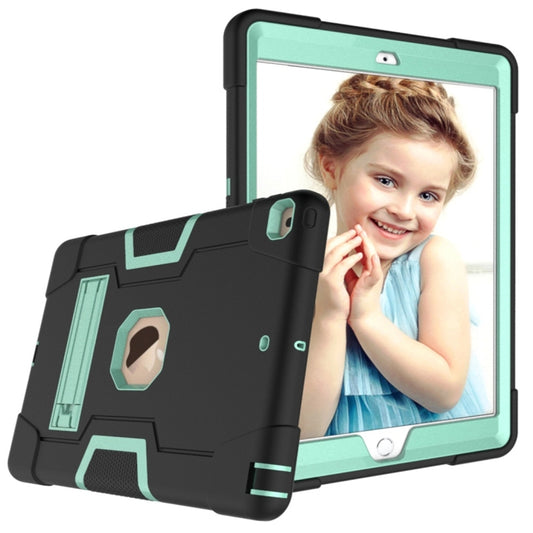 For iPad 10.2 Contrast Color Silicone + PC Combination Case with Holder(Black + Aqua) - iPad 10.2 Cases by buy2fix | Online Shopping UK | buy2fix