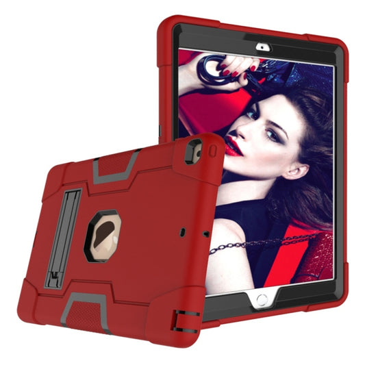 For iPad 10.2 Contrast Color Silicone + PC Combination Case with Holder(Red + Black) - iPad 10.2 Cases by buy2fix | Online Shopping UK | buy2fix