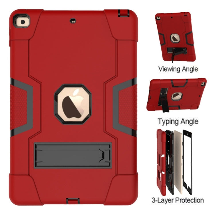 For iPad 10.2 Contrast Color Silicone + PC Combination Case with Holder(Red + Black) - iPad 10.2 Cases by buy2fix | Online Shopping UK | buy2fix