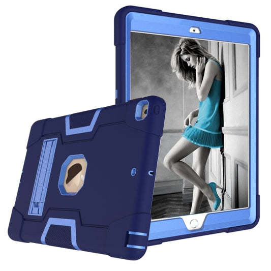 For iPad 10.2 Contrast Color Silicone + PC Combination Case with Holder(Navy Blue + Blue) - iPad 10.2 Cases by buy2fix | Online Shopping UK | buy2fix