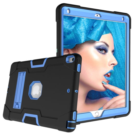 For iPad 10.5 Contrast Color Silicone + PC Combination Case with Holder(Black + Blue) - iPad Air (2019) Cases by buy2fix | Online Shopping UK | buy2fix