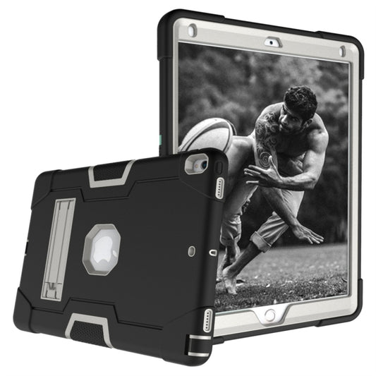 For iPad 10.5 Contrast Color Silicone + PC Combination Case with Holder(Black + Grey) - iPad Air (2019) Cases by buy2fix | Online Shopping UK | buy2fix