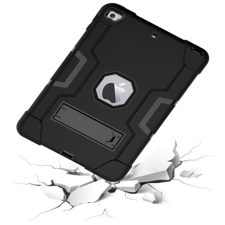 For iPad Mini 5 / 4 Contrast Color Silicone + PC Combination Case with Holder(Black) - iPad mini (2019) / mini 5 Cases by buy2fix | Online Shopping UK | buy2fix