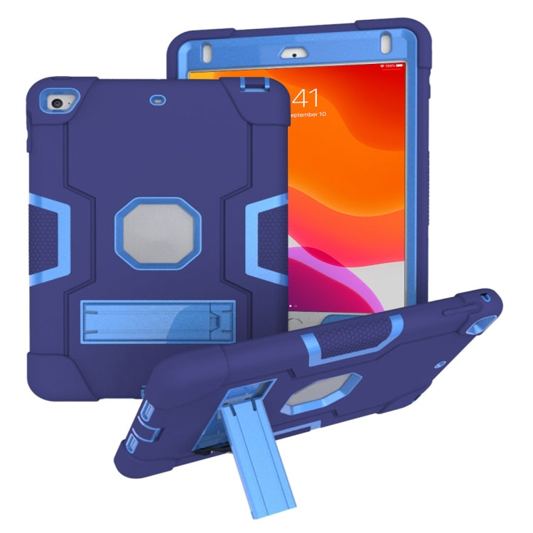 For iPad Mini 5 / 4 Contrast Color Silicone + PC Combination Case with Holder(Navy Blue + Blue) - iPad mini (2019) / mini 5 Cases by buy2fix | Online Shopping UK | buy2fix