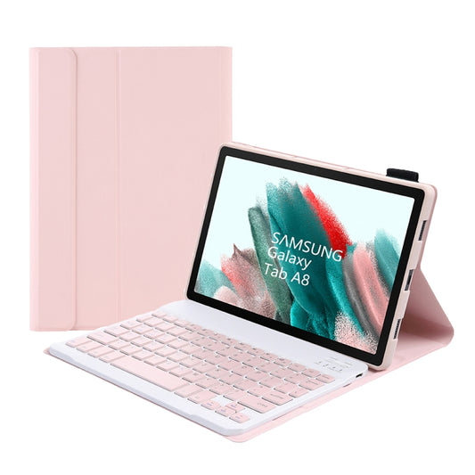 A08 Candy Color Ultra Thin Bluetooth Keyboard Leather Case For Samsung Galaxy Tab A8 10.5 2021 SM-X200 / SM-X205(Pink) by buy2fix