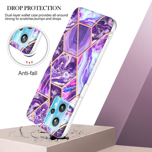 For OPPO Realme 9 Pro+ 5G Electroplating IMD Splicing Marble TPU Phone Case(Dark Purple) by buy2fix