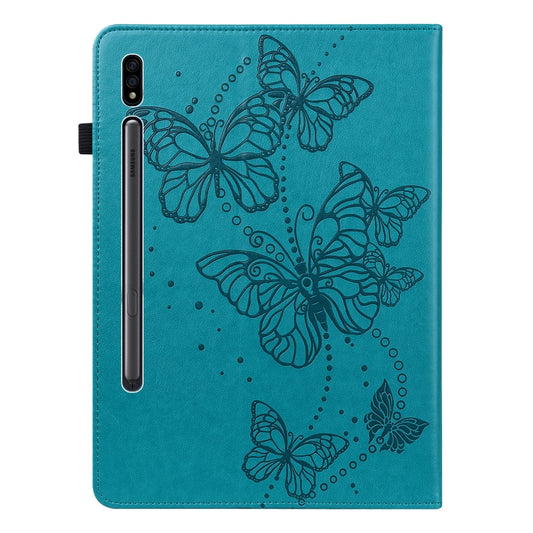 For Samsung Galaxy Tab S8 Embossed Butterfly Pattern Leather Tablet Case(Blue) by buy2fix