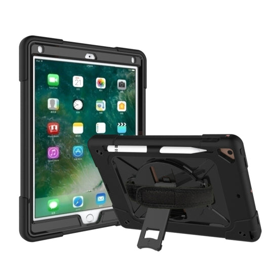 For iPad 9.7 Contrast Color Silicone + PC Combination Case with Holder(Black) - iPad 9.7 (2018) & (2017) Cases by buy2fix | Online Shopping UK | buy2fix