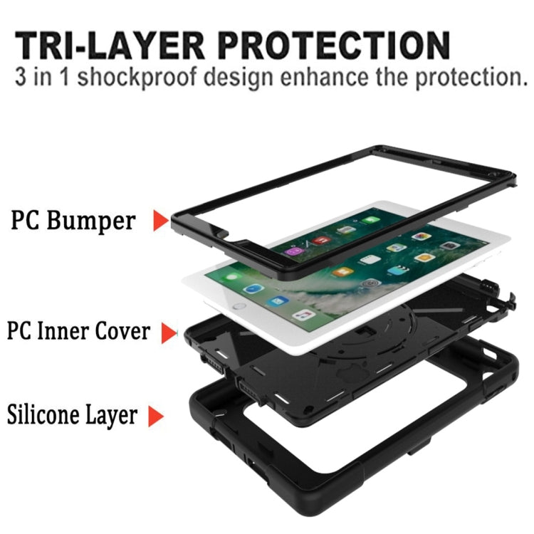 For iPad 9.7 Contrast Color Silicone + PC Combination Case with Holder(Black) - iPad 9.7 (2018) & (2017) Cases by buy2fix | Online Shopping UK | buy2fix