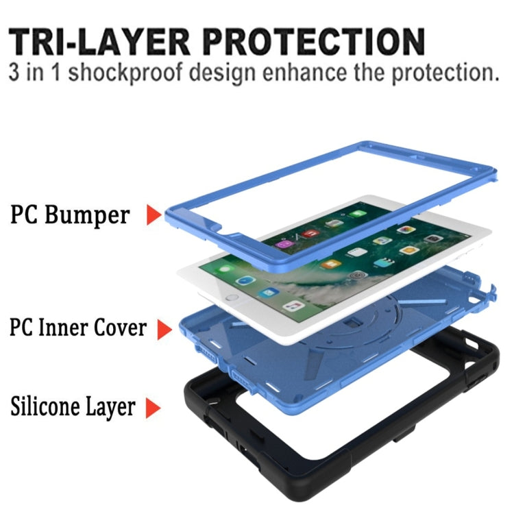 For iPad 9.7 Contrast Color Silicone + PC Combination Case with Holder(Black + Blue) - iPad 9.7 (2018) & (2017) Cases by buy2fix | Online Shopping UK | buy2fix