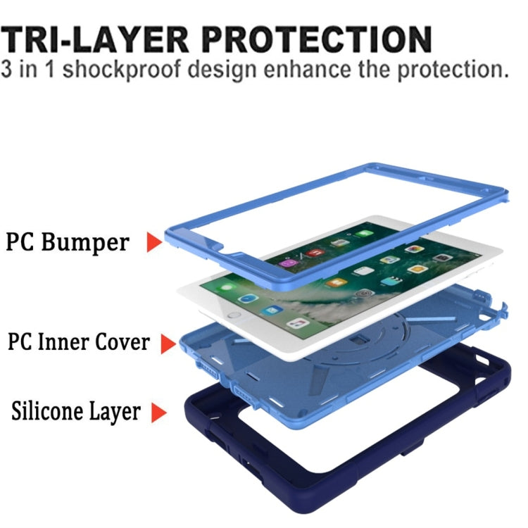 For iPad 9.7 Contrast Color Silicone + PC Combination Case with Holder(Navy Blue + Blue) - iPad 9.7 (2018) & (2017) Cases by buy2fix | Online Shopping UK | buy2fix