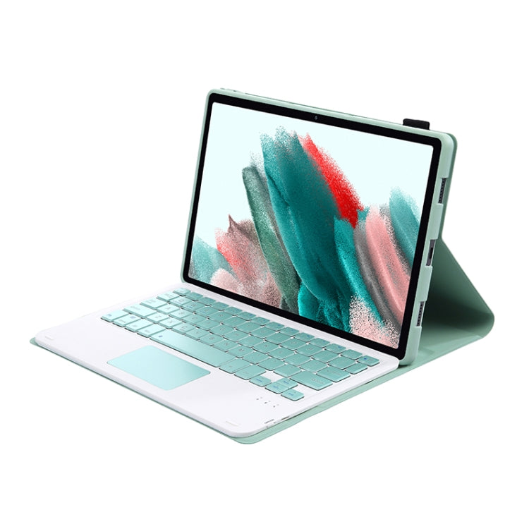 A08-A Candy Color Bluetooth Keyboard Leather Case with Touchpad For Samsung Galaxy Tab A8 2021 SM-X205 / SM-X200(Light Green) by buy2fix