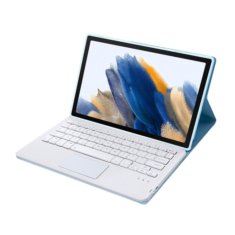 A08-A Candy Color Bluetooth Keyboard Leather Case with Touchpad For Samsung Galaxy Tab A8 2021 SM-X205 / SM-X200(White Ice) by buy2fix