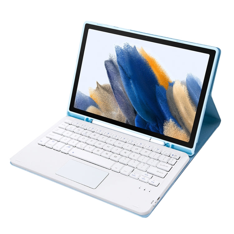 A08B-A Candy Color Bluetooth Keyboard Leather Case with Pen Slot & Touchpad For Samsung Galaxy Tab A8 2021 SM-X205 / SM-X200(White Ice) by buy2fix